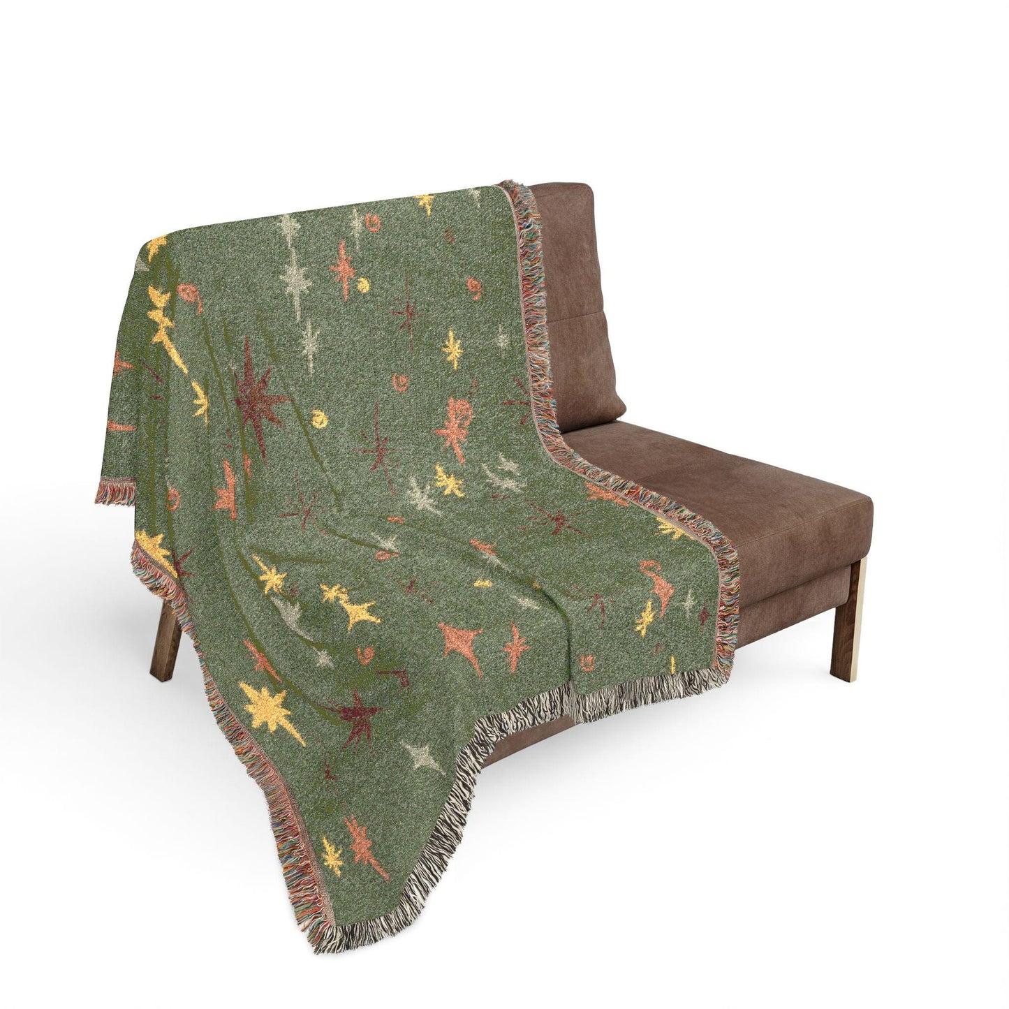 Whimsigoth Cotton Blanket 'Stella' Olive Color