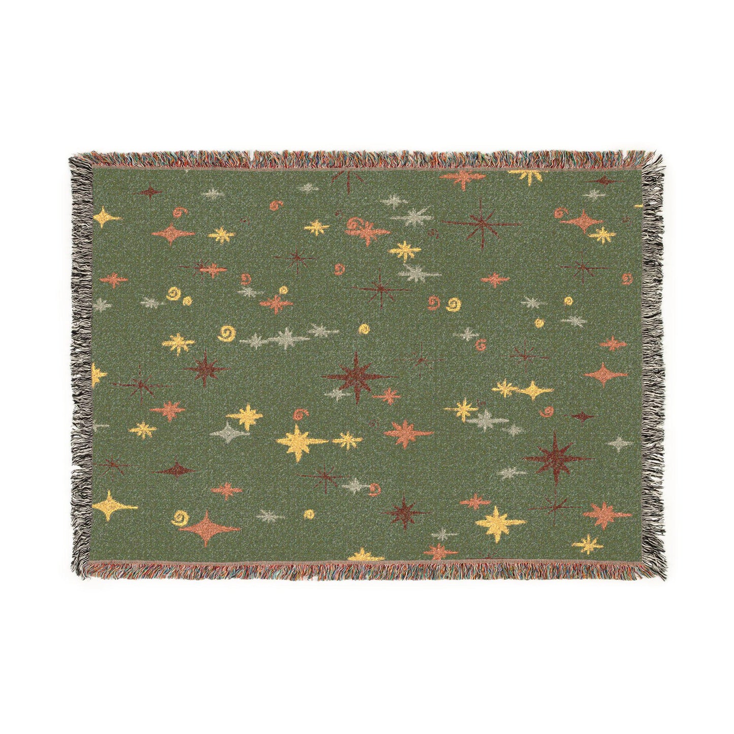Whimsigoth Cotton Blanket 'Stella' Olive Color