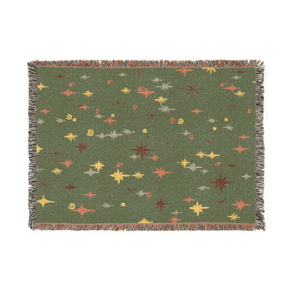Whimsigoth Cotton Blanket 'Stella' Olive Color