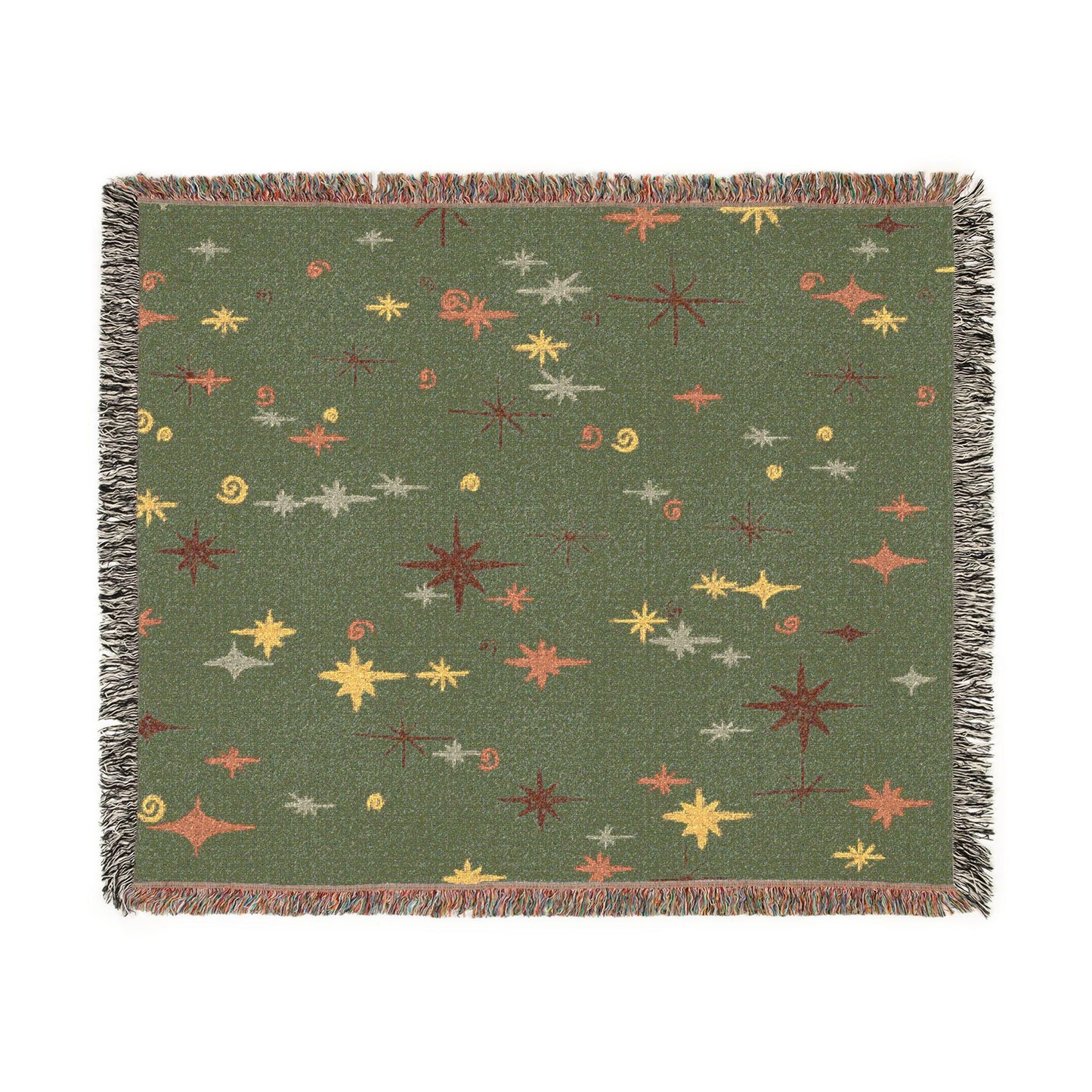 Whimsigoth Cotton Blanket 'Stella' Olive Color