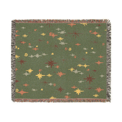 Whimsigoth Cotton Blanket 'Stella' Olive Color
