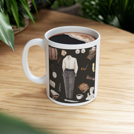 Dark Academia Men's Outfit Aesthetic Writer Mug