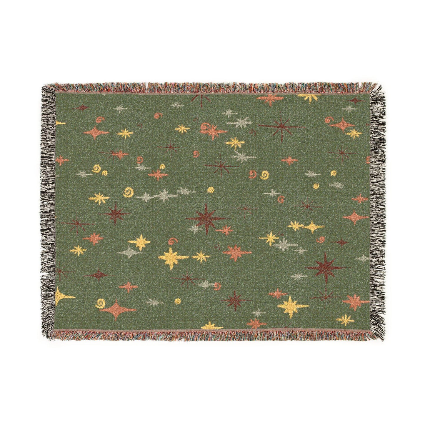 Whimsigoth Cotton Blanket 'Stella' Olive Color