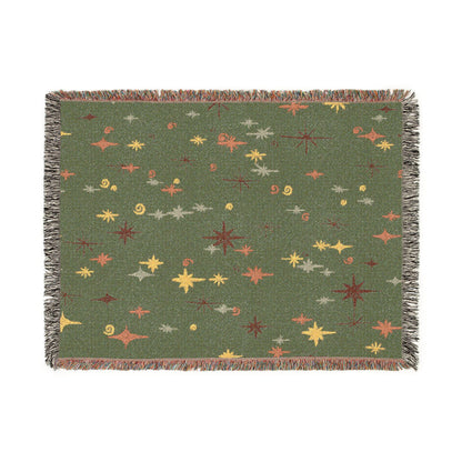 Whimsigoth Cotton Blanket 'Stella' Olive Color