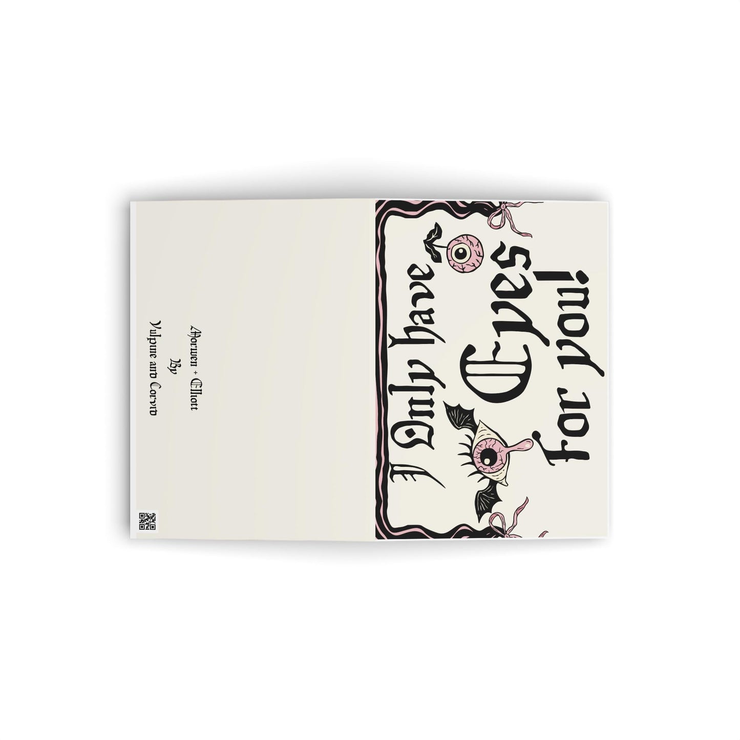 I Only Have Eyes For You' Gothic Eyeball Valentine Pink Greeting Card