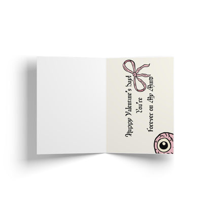 I Only Have Eyes For You' Gothic Eyeball Valentine Pink Greeting Card