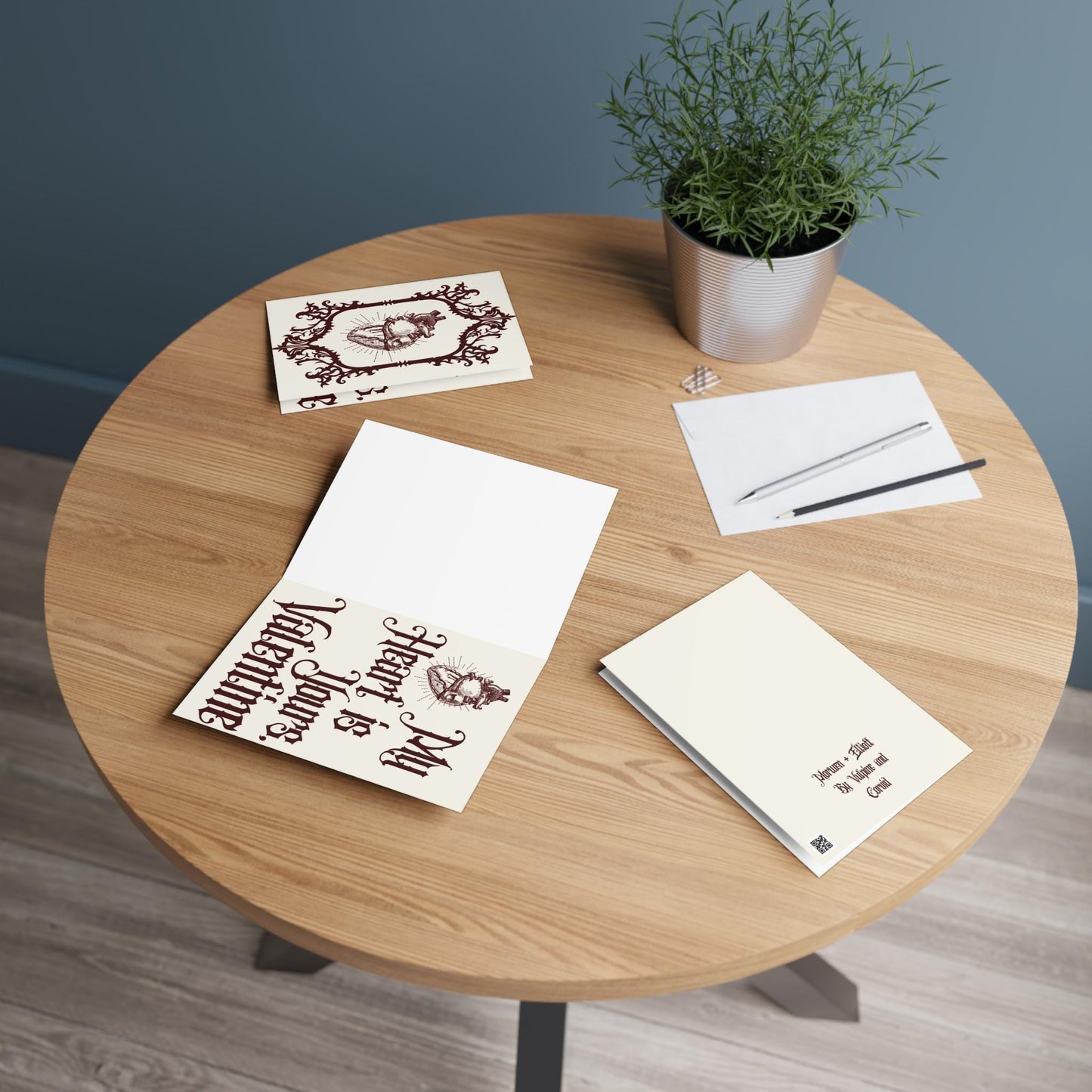 Gothic Anatomical Heart Valentine Card Vintage Ornate Frame, Romantic